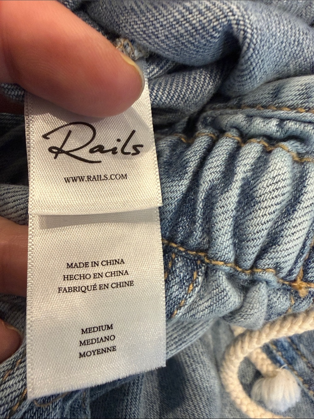 NEW RAILS Ryan Wide Leg Denim Trouser Pants.  Drawstring Waist.  Size M - Picture 9 of 11